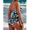 Ekouaer Women’s One Piece Swimsuit Ruched Tummy Control Bathing Suits Vintage Retro Push Up Swimwear(Cashew Blossoms)