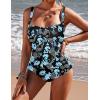Ekouaer Women’s One Piece Swimsuit Ruched Tummy Control Bathing Suits Vintage Retro Push Up Swimwear(Cashew Blossoms)