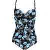 Ekouaer Women’s One Piece Swimsuit Ruched Tummy Control Bathing Suits Vintage Retro Push Up Swimwear(Cashew Blossoms)