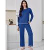 Ekouaer Women’s Pajama Sets Long Sleeve Top and Pant Pjs Sets Soft Sleepwear 2 Piece Lounge Sets with Pockets S-XXL(Sky Blue)