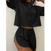 Ekouaer Womens Pajama Sets Sexy Lounge Sets Side Split Short Pj Sets Cute Pjs 2 Piece Comfy Sleepwear Loungewear(Black)