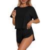 Ekouaer Womens Pajama Sets Sexy Lounge Sets Side Split Short Pj Sets Cute Pjs 2 Piece Comfy Sleepwear Loungewear(Black)