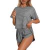 Ekouaer Womens Pajama Sets Sexy Lounge Sets Side Split Short Pj Sets Cute Pjs 2 Piece Comfy Sleepwear Loungewear(Black and White Stripes)