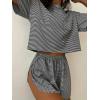 Ekouaer Womens Pajama Sets Sexy Lounge Sets Side Split Short Pj Sets Cute Pjs 2 Piece Comfy Sleepwear Loungewear(Black and White Stripes)