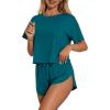 Ekouaer Womens Pajama Sets Sexy Lounge Sets Side Split Short Pj Sets Cute Pjs 2 Piece Comfy Sleepwear Loungewear(Blue Green)