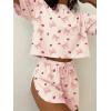 Ekouaer Womens Pajama Sets Sexy Lounge Sets Side Split Short Pj Sets Cute Pjs 2 Piece Comfy Sleepwear Loungewear(Bow and Raspberry)