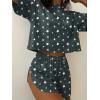 Ekouaer Womens Pajama Sets Sexy Lounge Sets Side Split Short Pj Sets Cute Pjs 2 Piece Comfy Sleepwear Loungewear(Five-pointed Star)