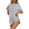 Ekouaer Womens Pajama Sets Sexy Lounge Sets Side Split Short Pj Sets Cute Pjs 2 Piece Comfy Sleepwear Loungewear(Gray-white Stripes)