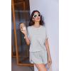 Ekouaer Womens Pajama Sets Sexy Lounge Sets Side Split Short Pj Sets Cute Pjs 2 Piece Comfy Sleepwear Loungewear(Gray-white Stripes)