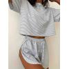 Ekouaer Womens Pajama Sets Sexy Lounge Sets Side Split Short Pj Sets Cute Pjs 2 Piece Comfy Sleepwear Loungewear(Gray-white Stripes)