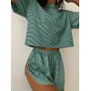 Ekouaer Womens Pajama Sets Sexy Lounge Sets Side Split Short Pj Sets Cute Pjs 2 Piece Comfy Sleepwear Loungewear(Green and White Stripes)