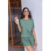 Ekouaer Womens Pajama Sets Sexy Lounge Sets Side Split Short Pj Sets Cute Pjs 2 Piece Comfy Sleepwear Loungewear(Green and White Stripes)