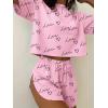 Ekouaer Womens Pajama Sets Sexy Lounge Sets Side Split Short Pj Sets Cute Pjs 2 Piece Comfy Sleepwear Loungewear(Heart and Love)