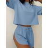 Ekouaer Womens Pajama Sets Sexy Lounge Sets Side Split Short Pj Sets Cute Pjs 2 Piece Comfy Sleepwear Loungewear(Light Blue)