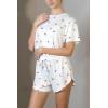 Ekouaer Womens Pajama Sets Sexy Lounge Sets Side Split Short Pj Sets Cute Pjs 2 Piece Comfy Sleepwear Loungewear(Little Cherry)