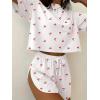Ekouaer Womens Pajama Sets Sexy Lounge Sets Side Split Short Pj Sets Cute Pjs 2 Piece Comfy Sleepwear Loungewear(Little Cherry)