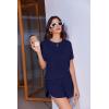 Ekouaer Womens Pajama Sets Sexy Lounge Sets Side Split Short Pj Sets Cute Pjs 2 Piece Comfy Sleepwear Loungewear(Navy Blue)
