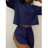 Ekouaer Womens Pajama Sets Sexy Lounge Sets Side Split Short Pj Sets Cute Pjs 2 Piece Comfy Sleepwear Loungewear(Navy Blue)