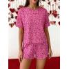 Ekouaer Womens Pajama Sets Sexy Lounge Sets Side Split Short Pj Sets Cute Pjs 2 Piece Comfy Sleepwear Loungewear(Pink Leopard)