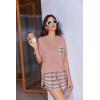 Ekouaer Womens Pajama Sets Sexy Lounge Sets Side Split Short Pj Sets Cute Pjs 2 Piece Comfy Sleepwear Loungewear(Pink Plaid)