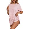Ekouaer Womens Pajama Sets Sexy Lounge Sets Side Split Short Pj Sets Cute Pjs 2 Piece Comfy Sleepwear Loungewear(Pink and White Stripes)