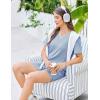 Ekouaer Womens Pajama Sets Short Sleeve Knit Lounge Set 2 Piece Pj Sets for Women V Neck Casual Loungewear(Light Blue)
