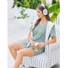 Ekouaer Womens Pajama Sets Short Sleeve Knit Lounge Set 2 Piece Pj Sets for Women V Neck Casual Loungewear(Light Green)