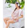 Ekouaer Womens Pajama Sets Short Sleeve Knit Lounge Set 2 Piece Pj Sets for Women V Neck Casual Loungewear(Pink)