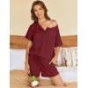 Ekouaer Womens Pajama Sets Short Sleeve Ribbed Knit Pjs Soft Summer Sleepwear 2 Piece Lounge Sets(Wine Red)