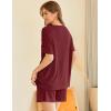 Ekouaer Womens Pajama Sets Short Sleeve Ribbed Knit Pjs Soft Summer Sleepwear 2 Piece Lounge Sets(Wine Red)