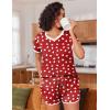 Ekouaer Womens Pajama Short Sets Lounge Sets for Women 2 Piece Soft Pjs Set Casual V Neck Sleepwear with Pockets(00 Red Love)