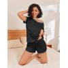 Ekouaer Womens Pajama Short Sets Lounge Sets for Women 2 Piece Soft Pjs Set Casual V Neck Sleepwear with Pockets(Black)