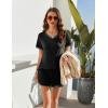 Ekouaer Womens Pajama Short Sets Lounge Sets for Women 2 Piece Soft Pjs Set Casual V Neck Sleepwear with Pockets(Black)