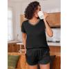 Ekouaer Womens Pajama Short Sets Lounge Sets for Women 2 Piece Soft Pjs Set Casual V Neck Sleepwear with Pockets(Black)