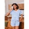 Ekouaer Womens Pajama Short Sets Lounge Sets for Women 2 Piece Soft Pjs Set Casual V Neck Sleepwear with Pockets(Planet and Moon)