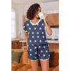 Ekouaer Womens Pajama Short Sets Lounge Sets for Women 2 Piece Soft Pjs Set Casual V Neck Sleepwear with Pockets(Stars-blue)