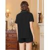 Ekouaer Womens Pajamas Set Soft Classic Notch Collar Bride Pjs Comfy Short Sleeve Sleepwear Loungewear(Black)