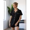 Ekouaer Womens Pajamas Set Soft Classic Notch Collar Bride Pjs Comfy Short Sleeve Sleepwear Loungewear(Black)