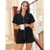 Ekouaer Womens Pajamas Set Soft Classic Notch Collar Bride Pjs Comfy Short Sleeve Sleepwear Loungewear(Black)