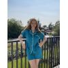 Ekouaer Womens Pajamas Set Soft Classic Notch Collar Bride Pjs Comfy Short Sleeve Sleepwear Loungewear(Blue-green)