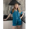 Ekouaer Womens Pajamas Set Soft Classic Notch Collar Bride Pjs Comfy Short Sleeve Sleepwear Loungewear(Blue-green)