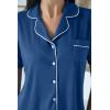 Ekouaer Womens Pajamas Set Soft Classic Notch Collar Bride Pjs Comfy Short Sleeve Sleepwear Loungewear(Dark Blue)