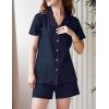 Ekouaer Womens Pajamas Set Soft Classic Notch Collar Bride Pjs Comfy Short Sleeve Sleepwear Loungewear(Navy Blue)