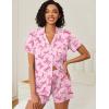 Ekouaer Womens Pajamas Set Soft Classic Notch Collar Bride Pjs Comfy Short Sleeve Sleepwear Loungewear(Pink Bow)