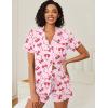 Ekouaer Womens Pajamas Set Soft Classic Notch Collar Bride Pjs Comfy Short Sleeve Sleepwear Loungewear(Red Bow)