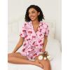 Ekouaer Womens Pajamas Set Soft Classic Notch Collar Bride Pjs Comfy Short Sleeve Sleepwear Loungewear(Red Bow)