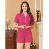 Ekouaer Womens Pajamas Set Soft Classic Notch Collar Bride Pjs Comfy Short Sleeve Sleepwear Loungewear(Rose Red)