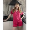 Ekouaer Womens Pajamas Set Soft Classic Notch Collar Bride Pjs Comfy Short Sleeve Sleepwear Loungewear(Rose Red)