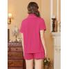 Ekouaer Womens Pajamas Set Soft Classic Notch Collar Bride Pjs Comfy Short Sleeve Sleepwear Loungewear(Rose Red)