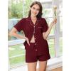 Ekouaer Womens Pajamas Set Soft Classic Notch Collar Bride Pjs Comfy Short Sleeve Sleepwear Loungewear(Wine Red)